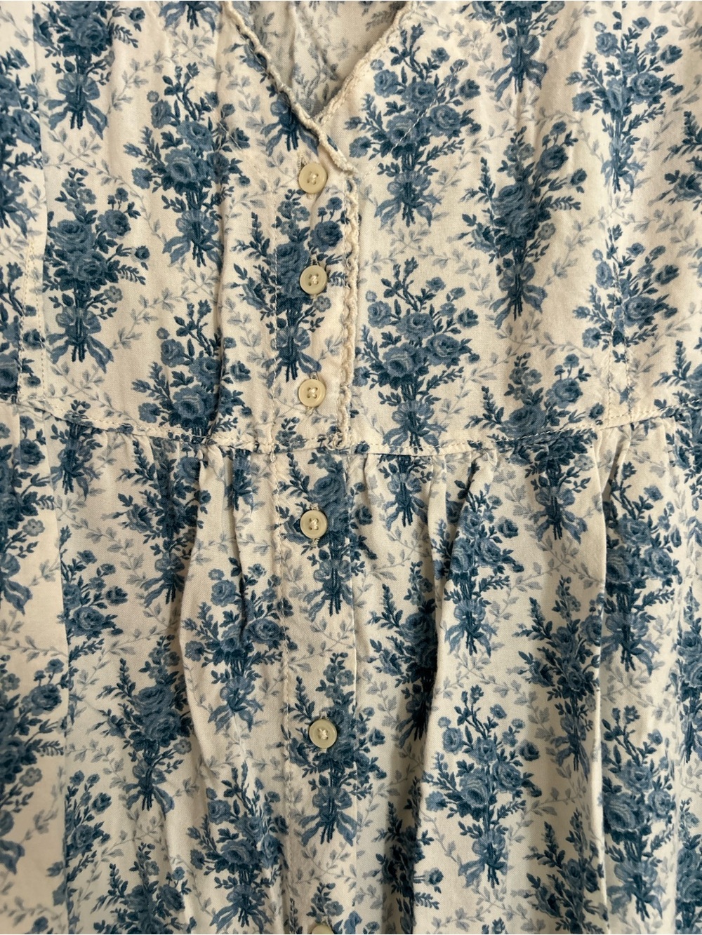Denim & Supply Ralph Lauren Cream Dress with Blue Floral Print - Picture 3 of 3